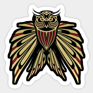 Owl Totem Art in Black and Gold Sticker